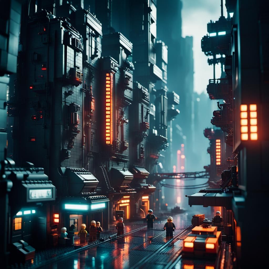 Cyberpunk Lego City series AI Generated Artwork NightCafe Creator cyberpunk-lego-city-series-ai-generated-artwork-nightcafe-creator