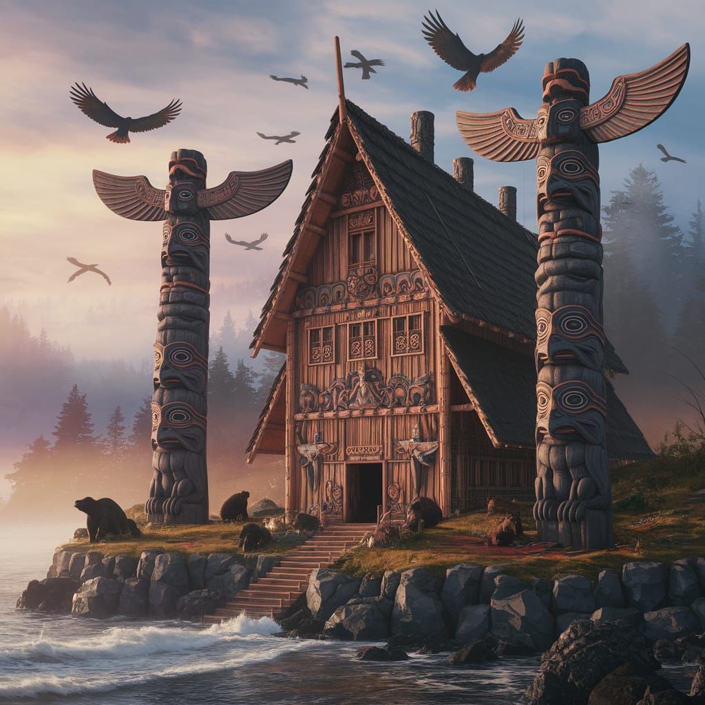 Haida longhouse  by @zephyrael