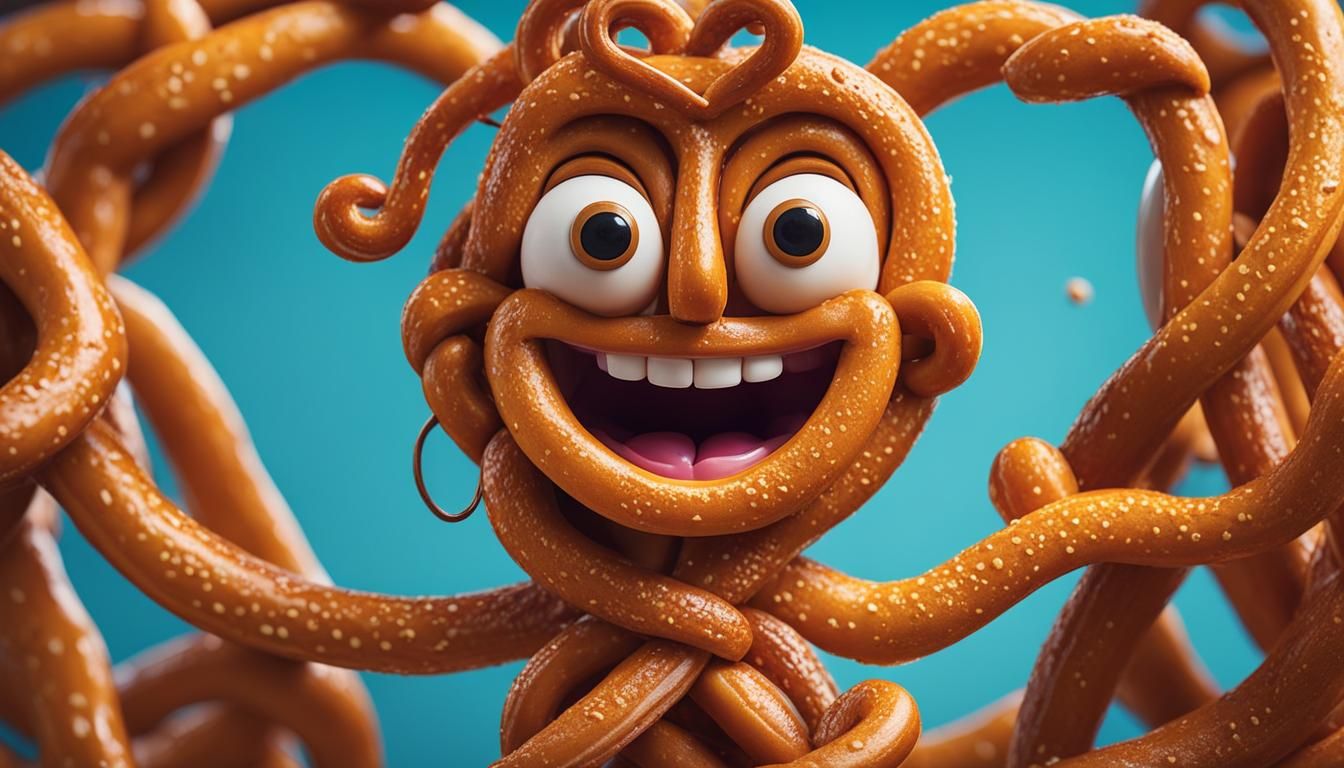 Laughing childhood Characters made entirely of pretzels. 🥨 pretzel