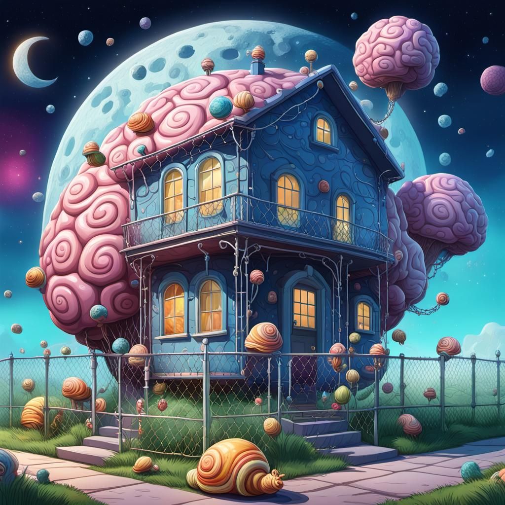 Candy Art: Lunar House with Snails and Brain