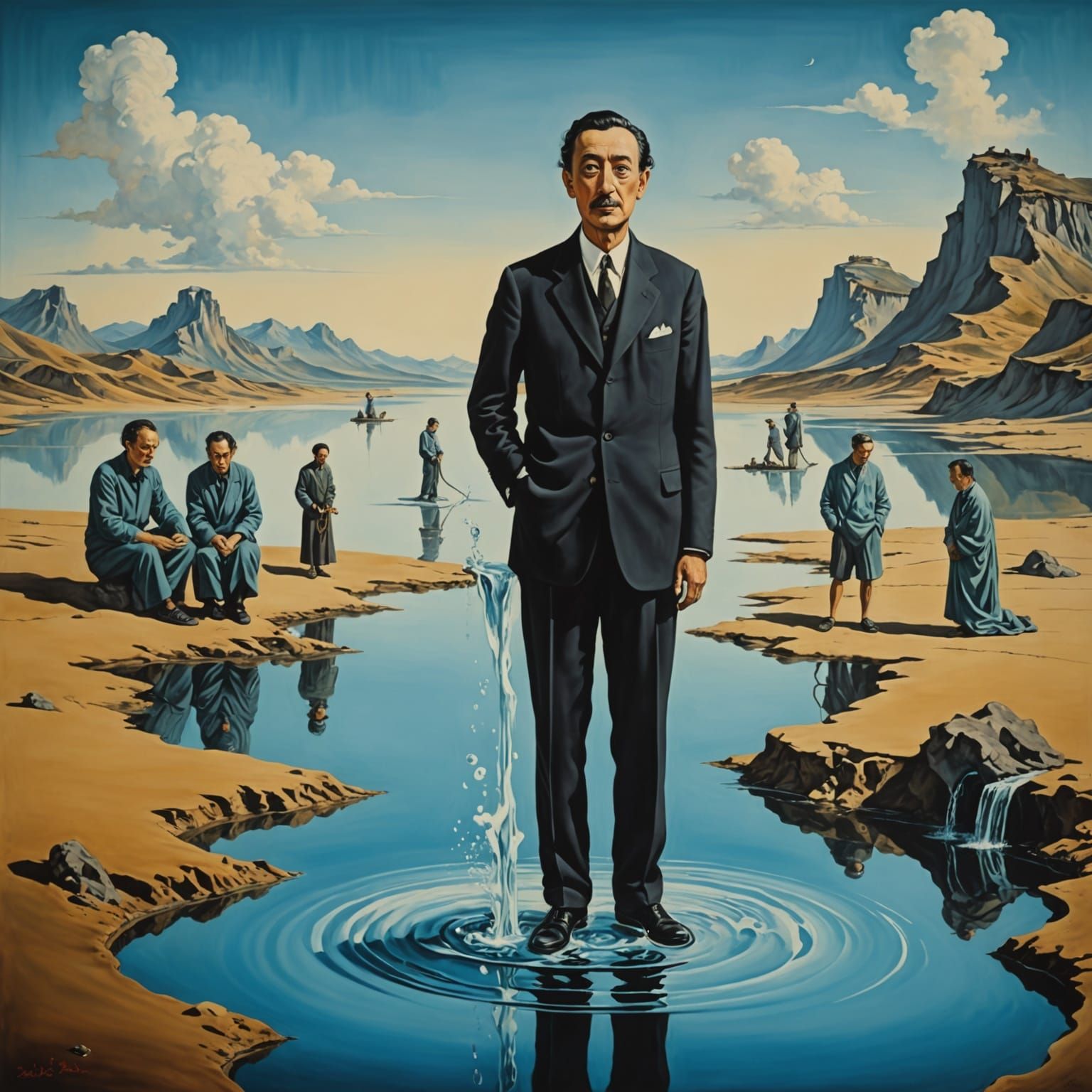 Surrealistic Dreamscape Unfolds in Clean Water's Gentle Flow