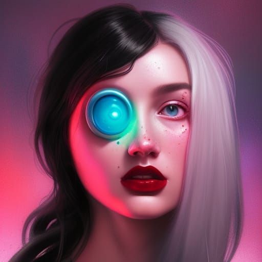 Space Babe Portrait with Ray Gun in Hyperdetailed Style