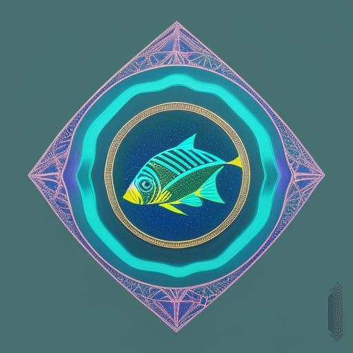 Aquamarine Pisces Symbol - AI Generated Artwork - NightCafe Creator