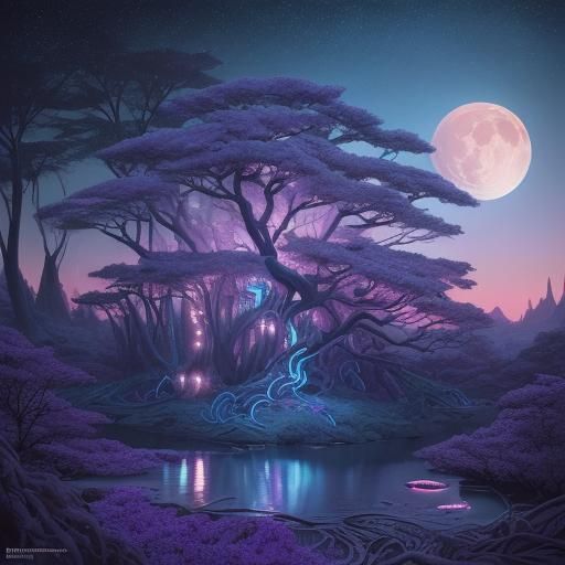 Eldritch Sunset Over Bay in Candy Art Style