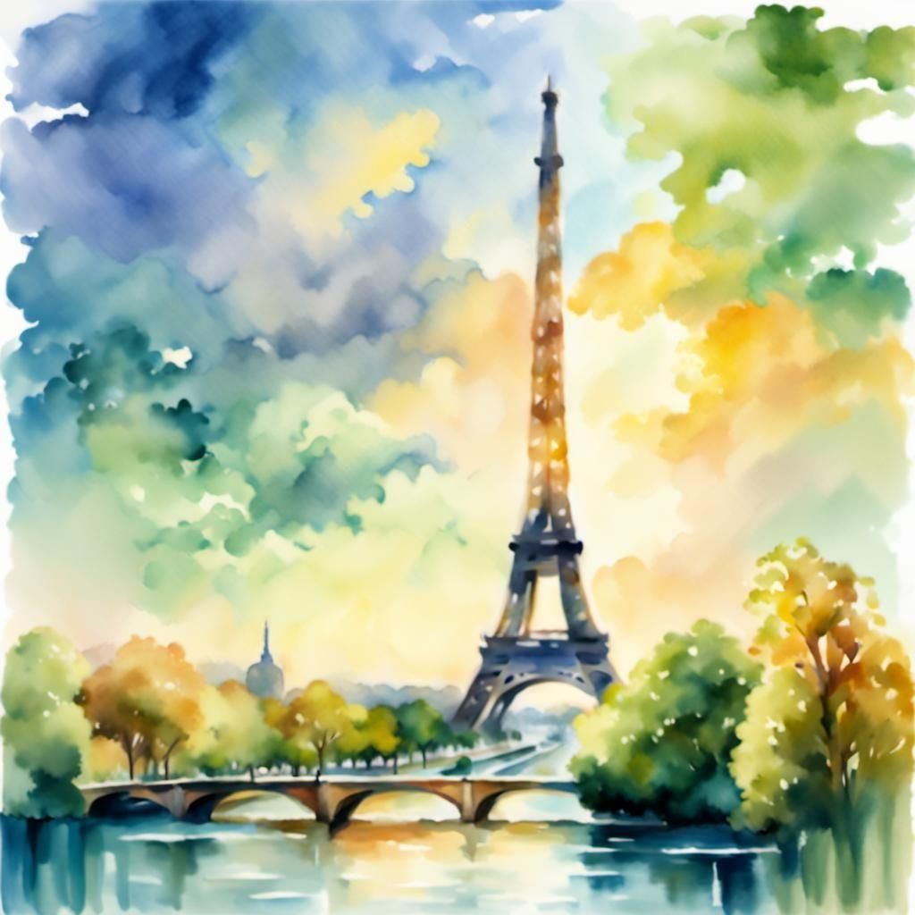 Paris made of watercolor