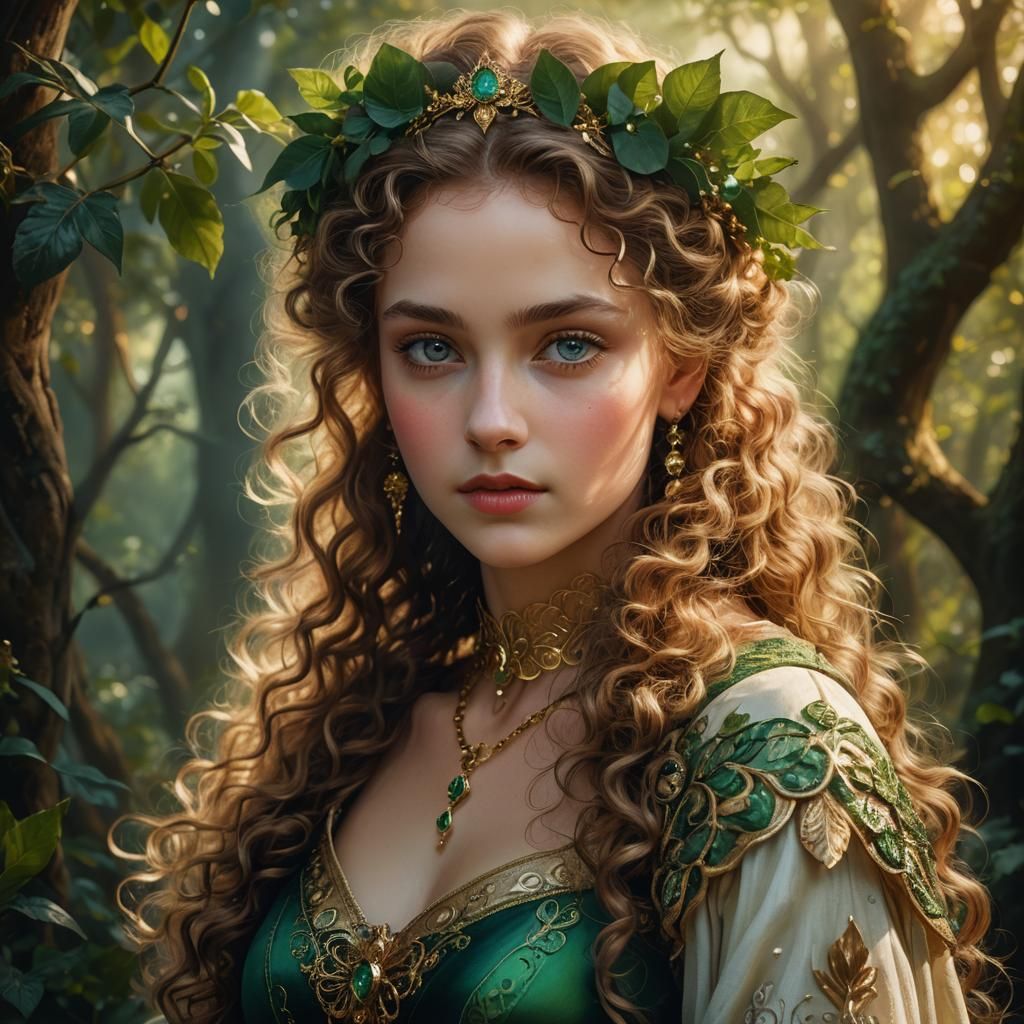 Enchanting Maiden Portrait in Golden Light