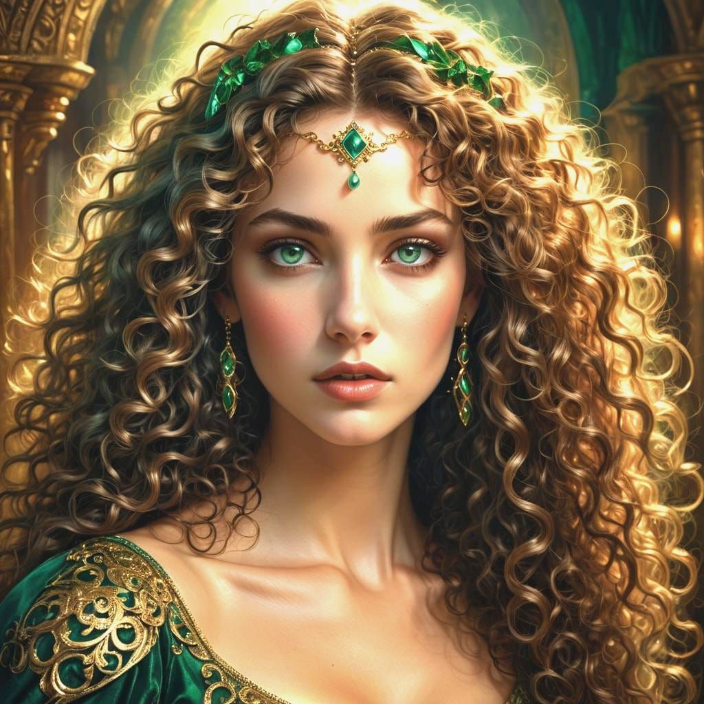 Enchanting Princess with Emerald Eyes, Matte Painting