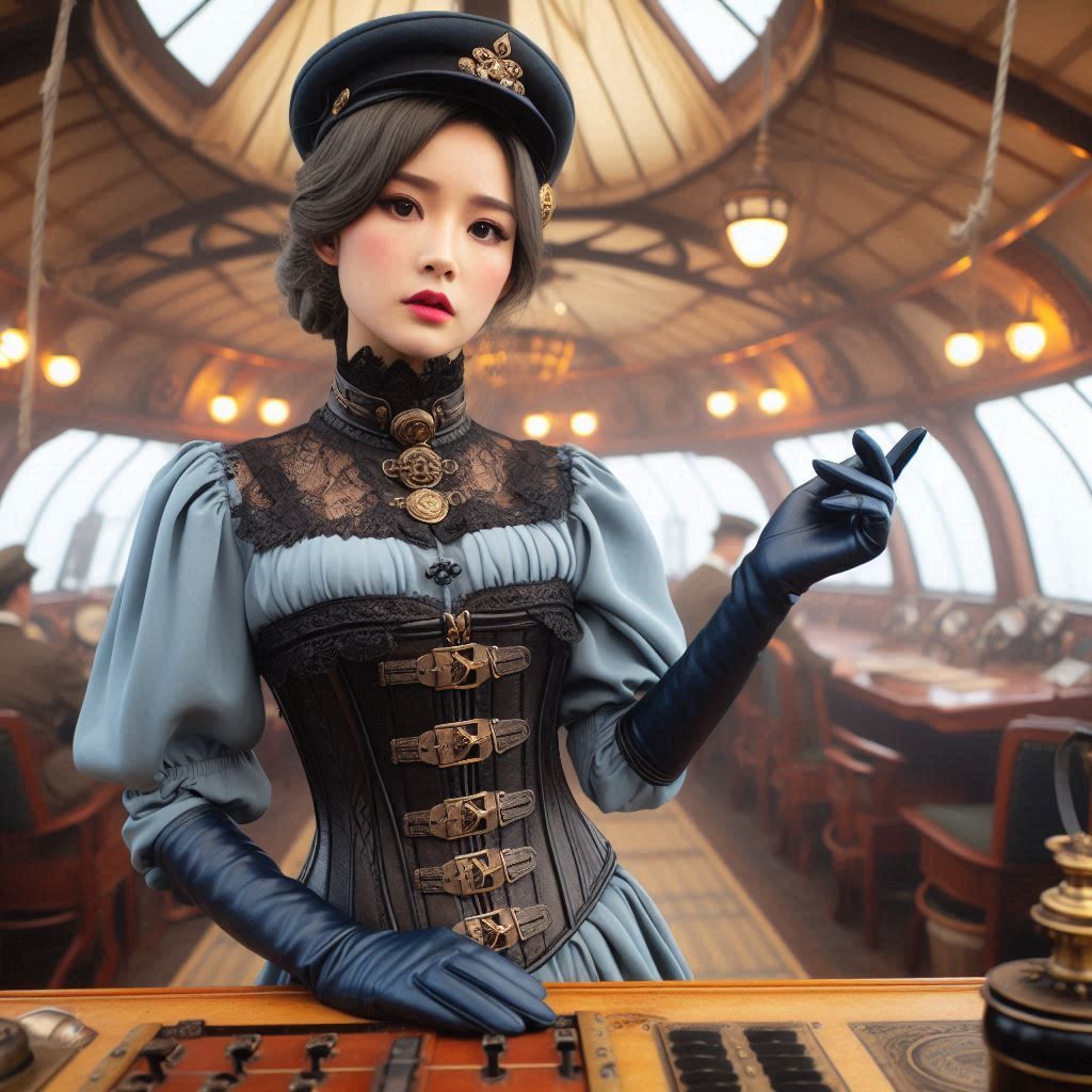 Chinese steampunk dirigible commander (3)