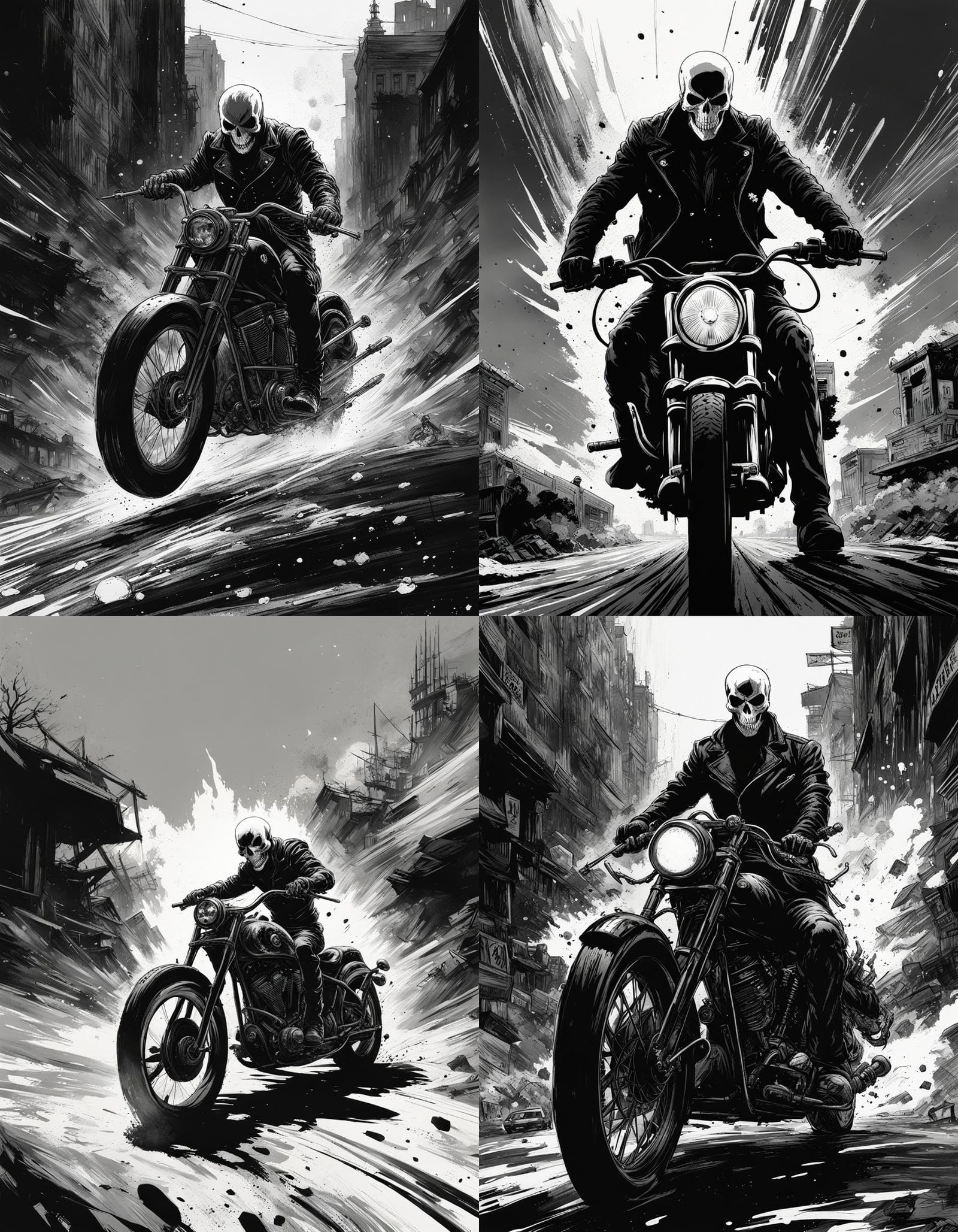 Ghost Rider, negative black and white Speedpaint with large brush ...