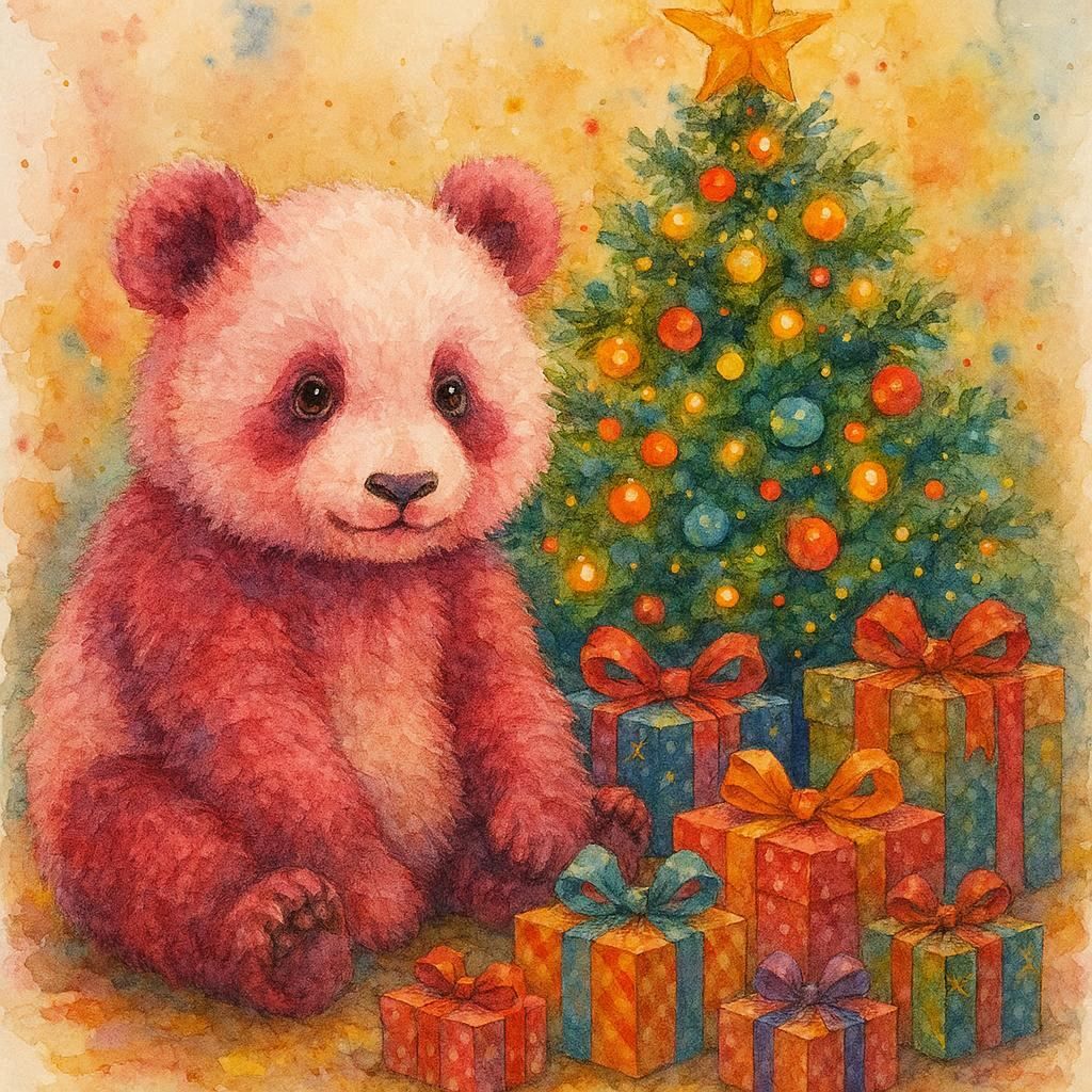 Pink Christmas panda