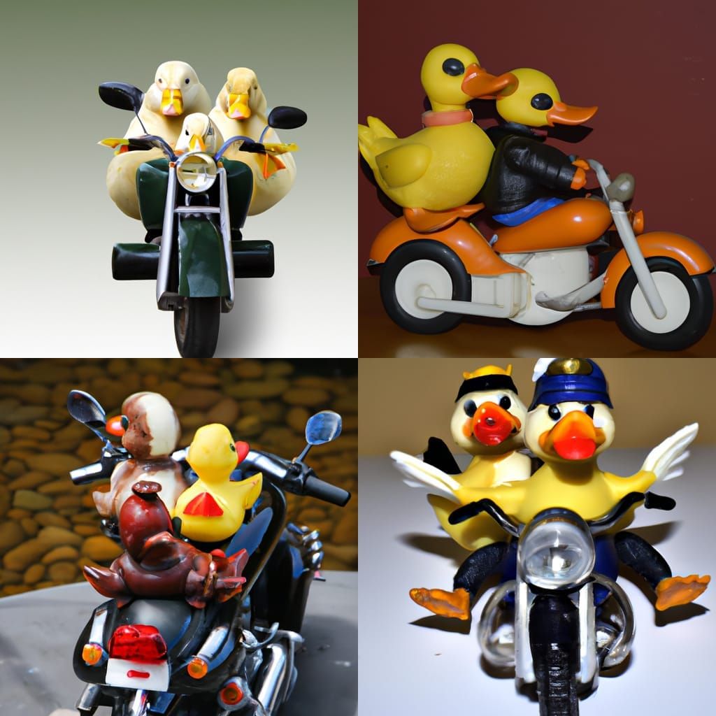 Ducks riding a motorcycle - AI Generated Artwork - NightCafe Creator