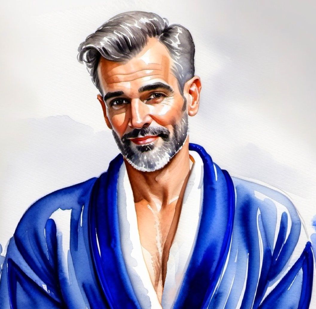 Watercolour portrait of a friendly daddy