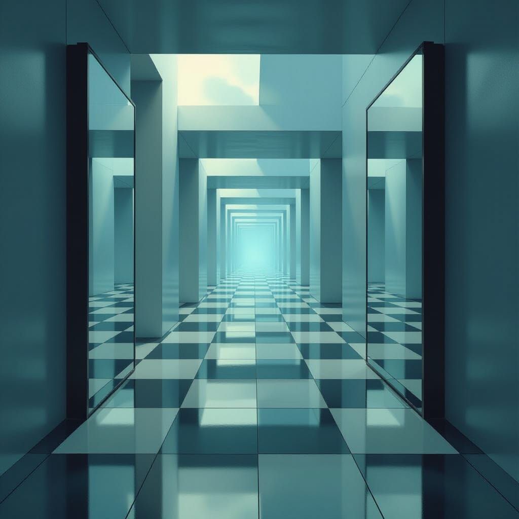 Surreal Infinite Room Reflection Digital Painting