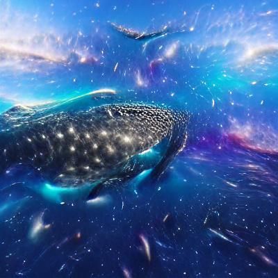 Whale shark swimming through space 4K