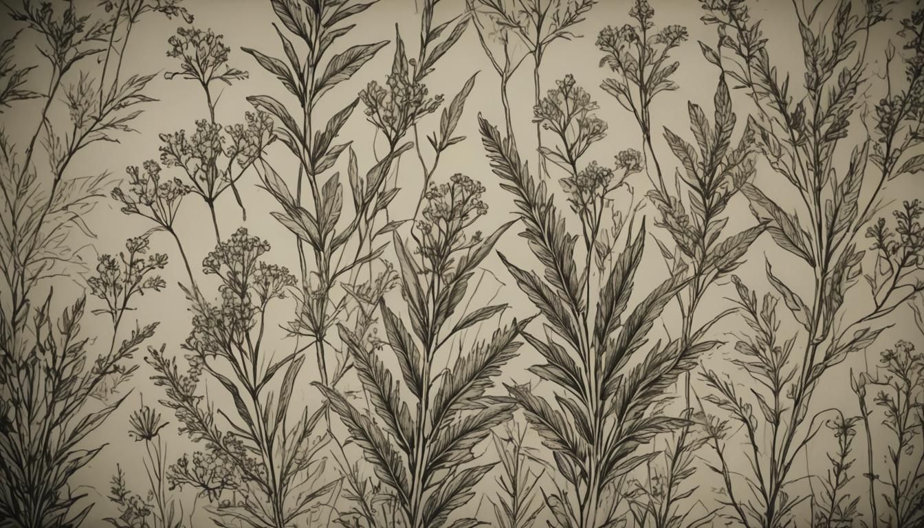 Pen sketch herbal design wallpaper