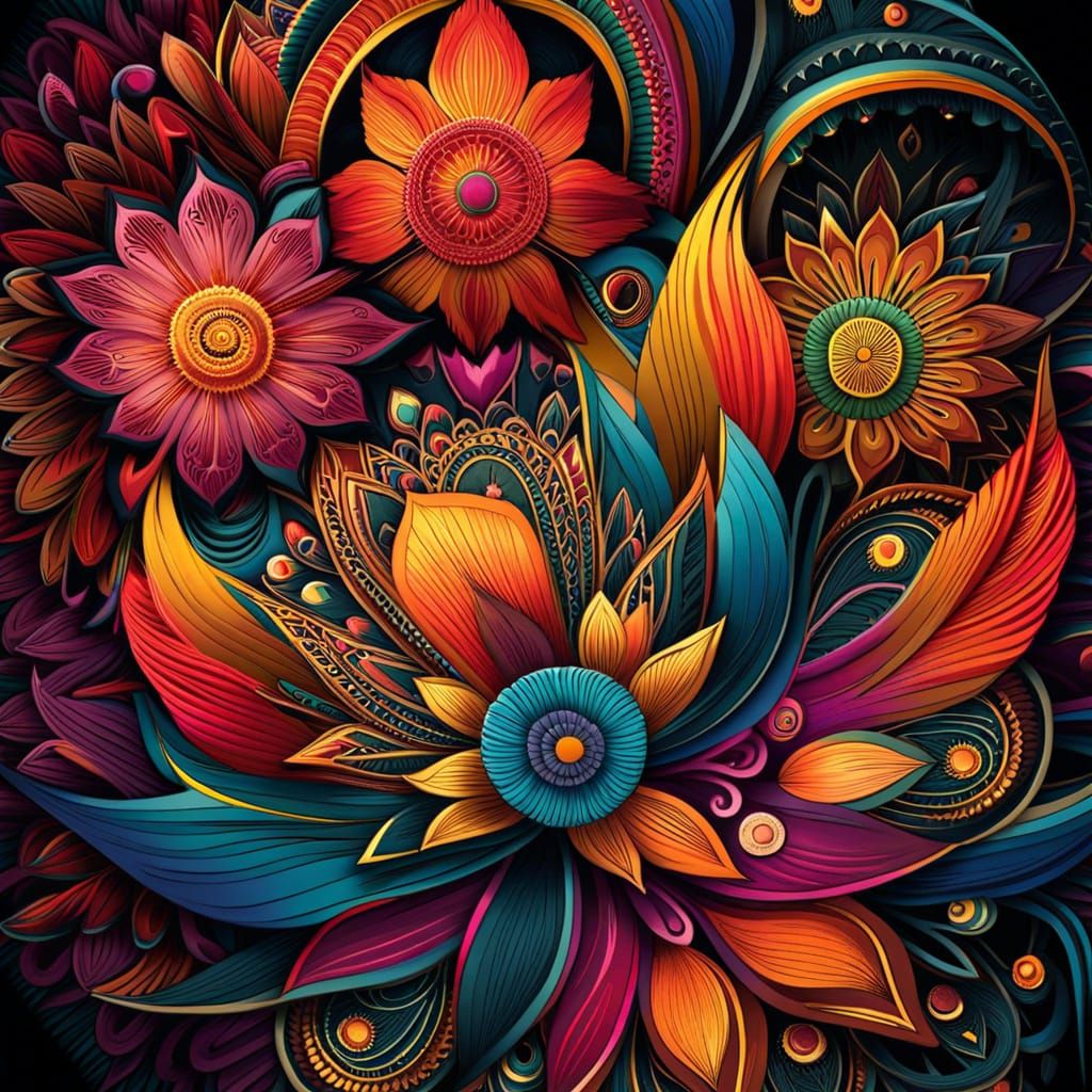 Colorful swirling flowers - AI Generated Artwork - NightCafe Creator