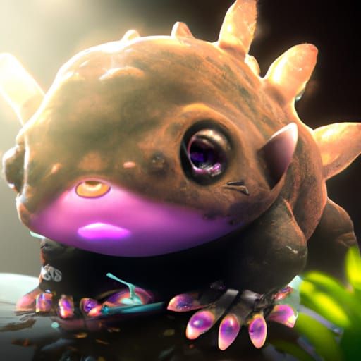 Cutest Baby Half Achidna Puggle And Half Baby Axolotl Hybrid Amorphic 