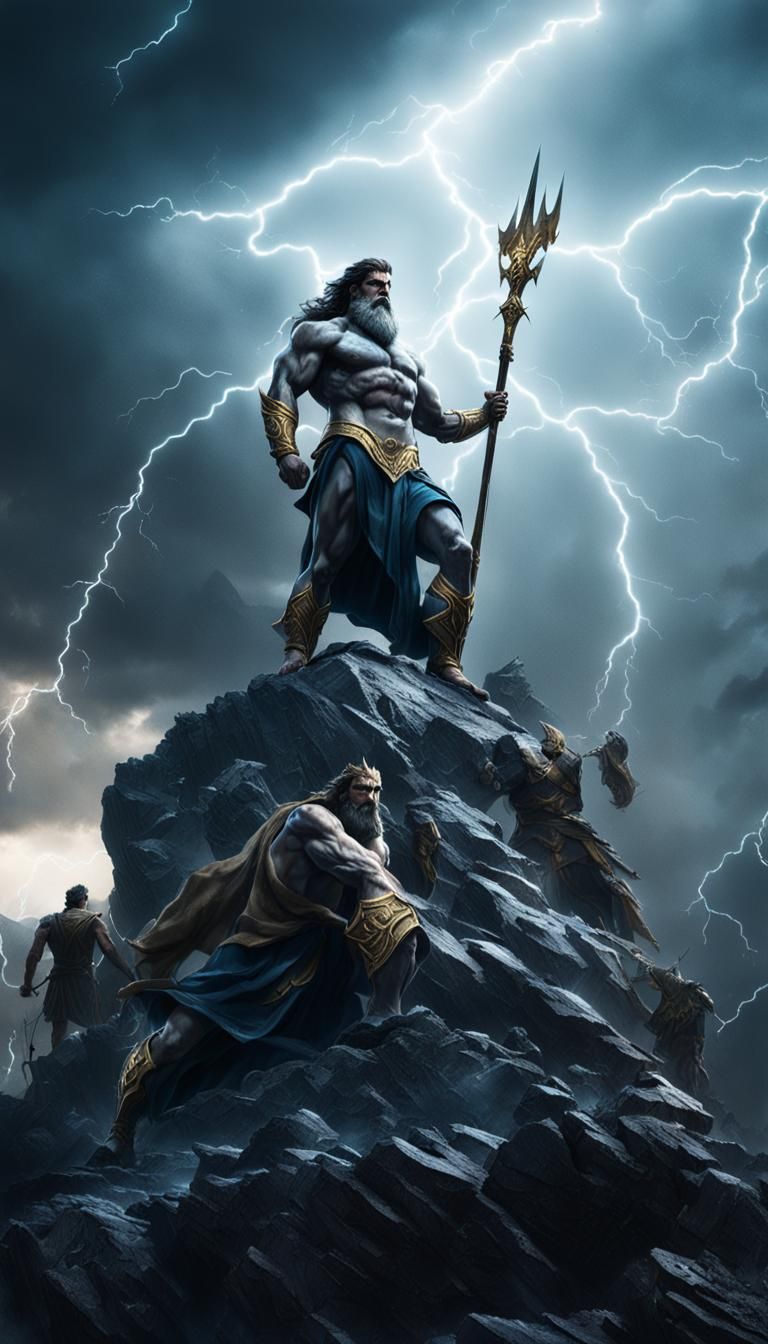 /imagine prompt Realistic, personality [Flash of Zeus and Poseidon