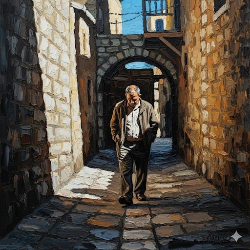 הולך מהורהר בסמטה