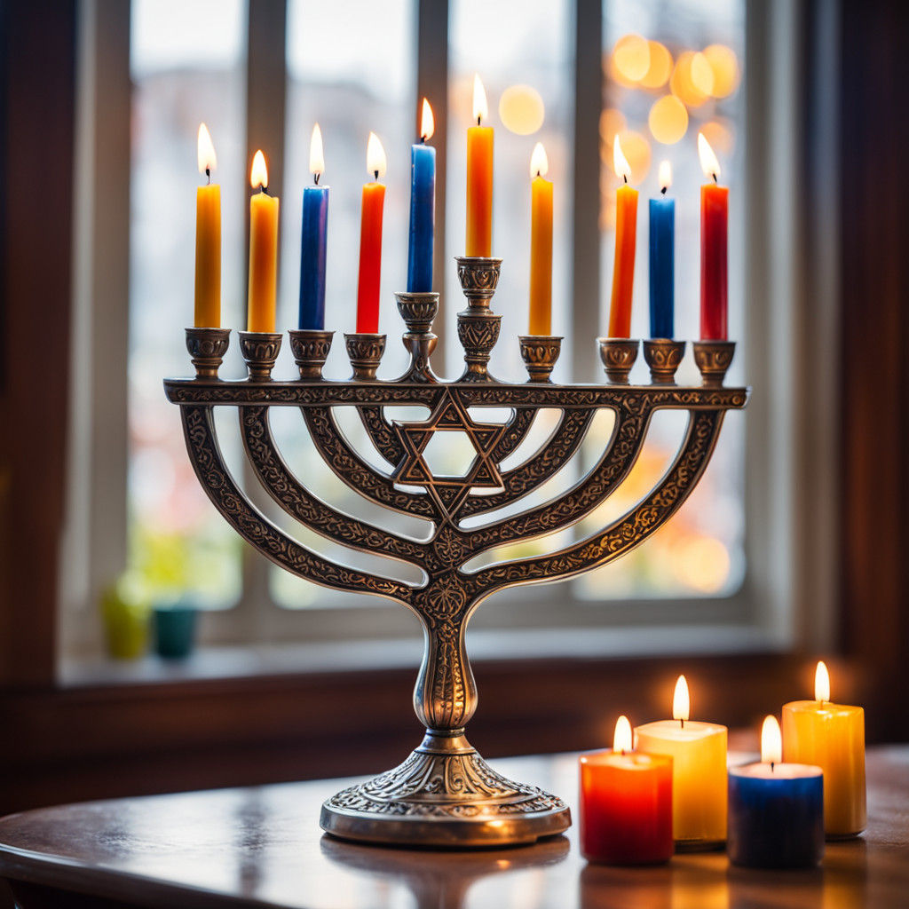 Hanukkah Menorah Illuminated by Soft Light