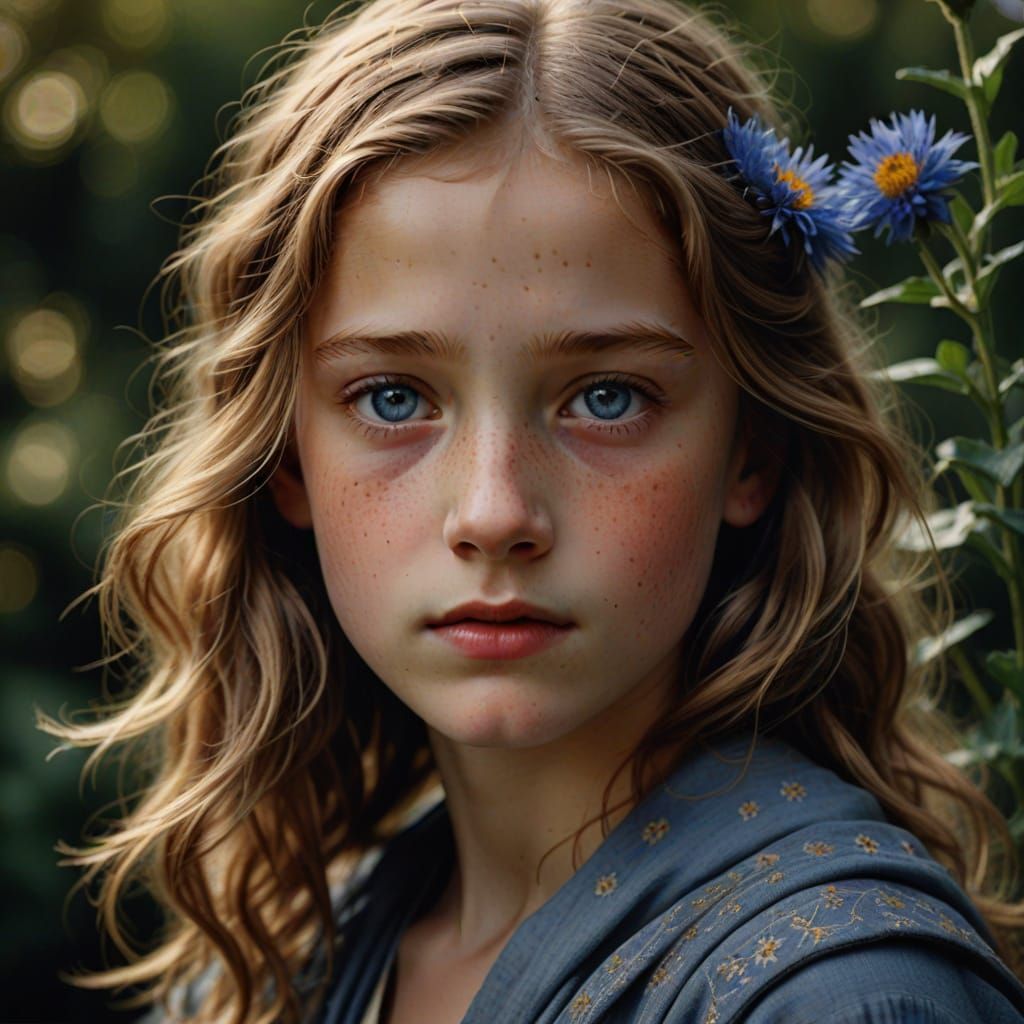 Hyper-Realistic Portrait of a Young Girl with Dirt... - AI Art