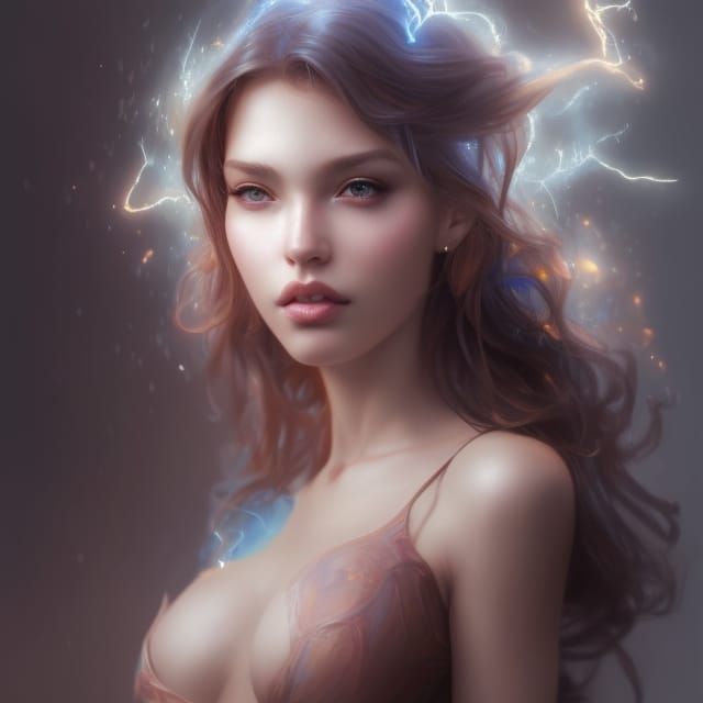 Insanely detailed Full-body color portrait of gorgeous elect...