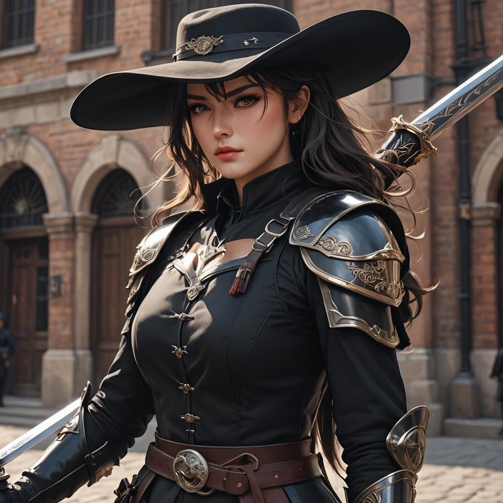 Beautiful Woman as Zorro in Detailed 3D Anime Art