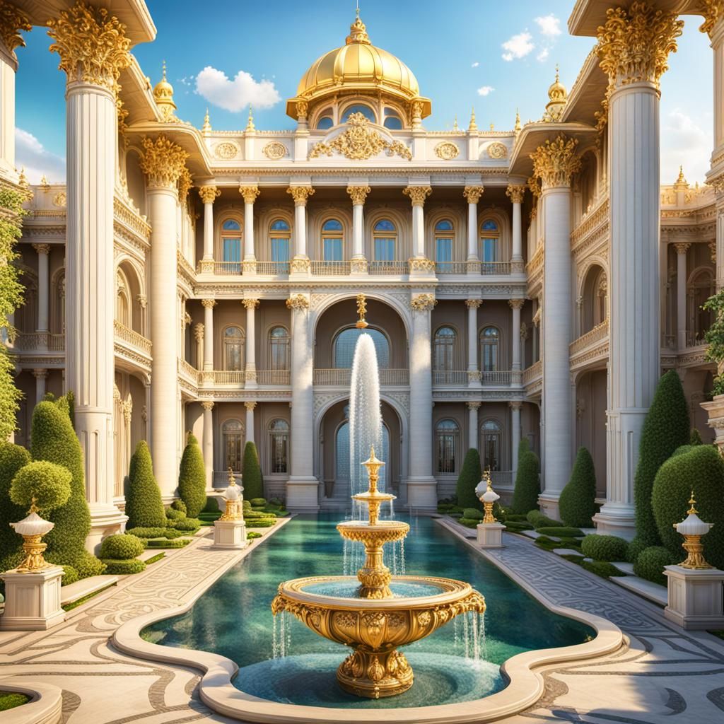 Majestic Royal Palace in Vibrant Gouache Style