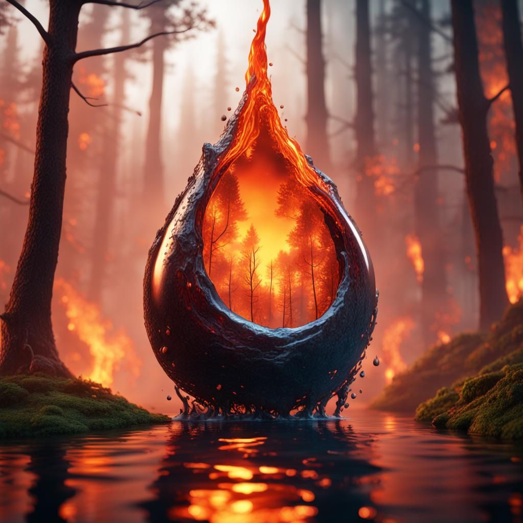 Fire, forest and drop   by @Macickask