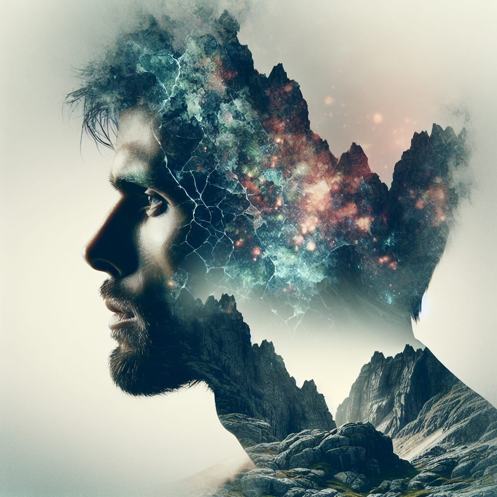 Double exposure photograph of a ghost Figure of a Man. 2