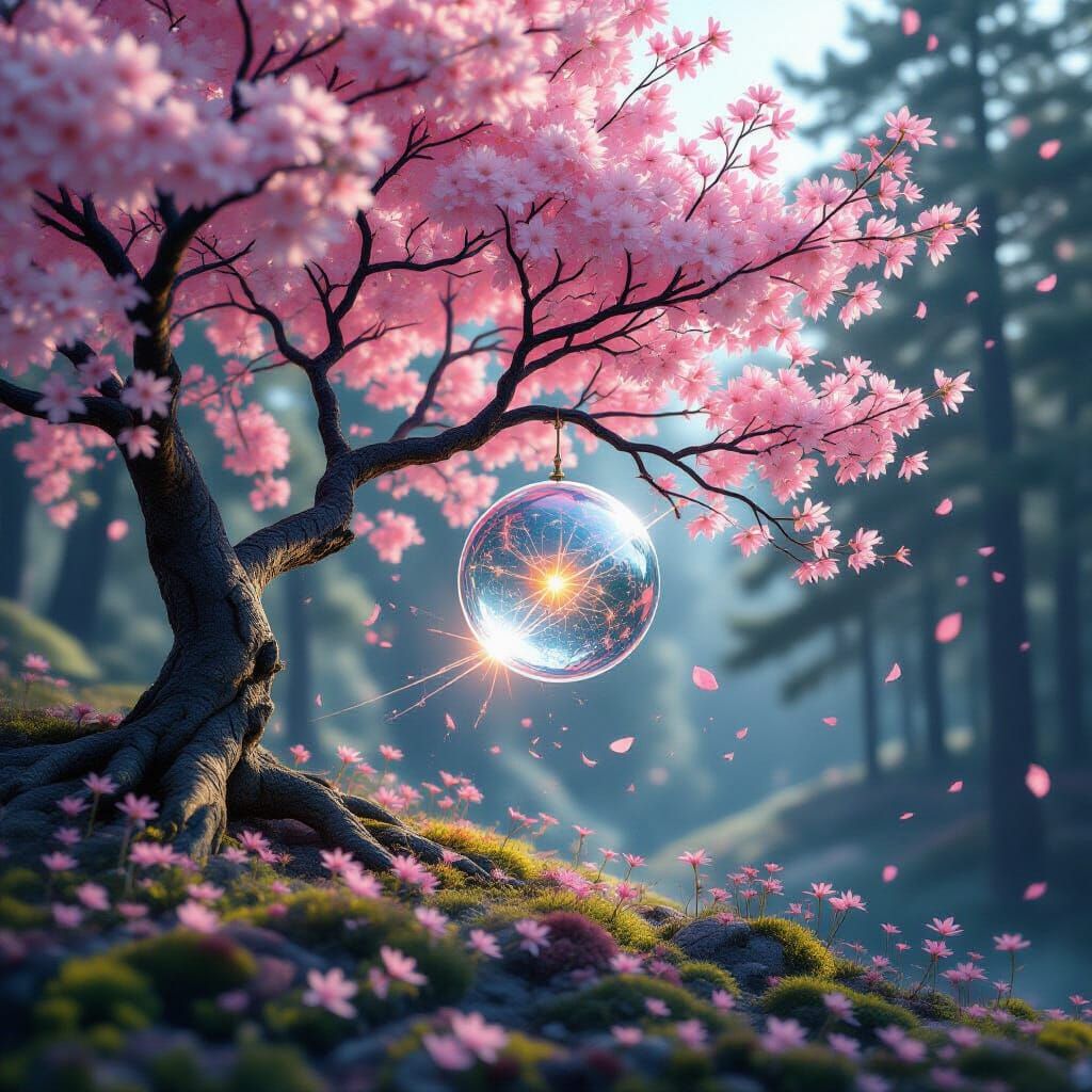 Fractal Cherry Blossom Tree on Stargazing Platform