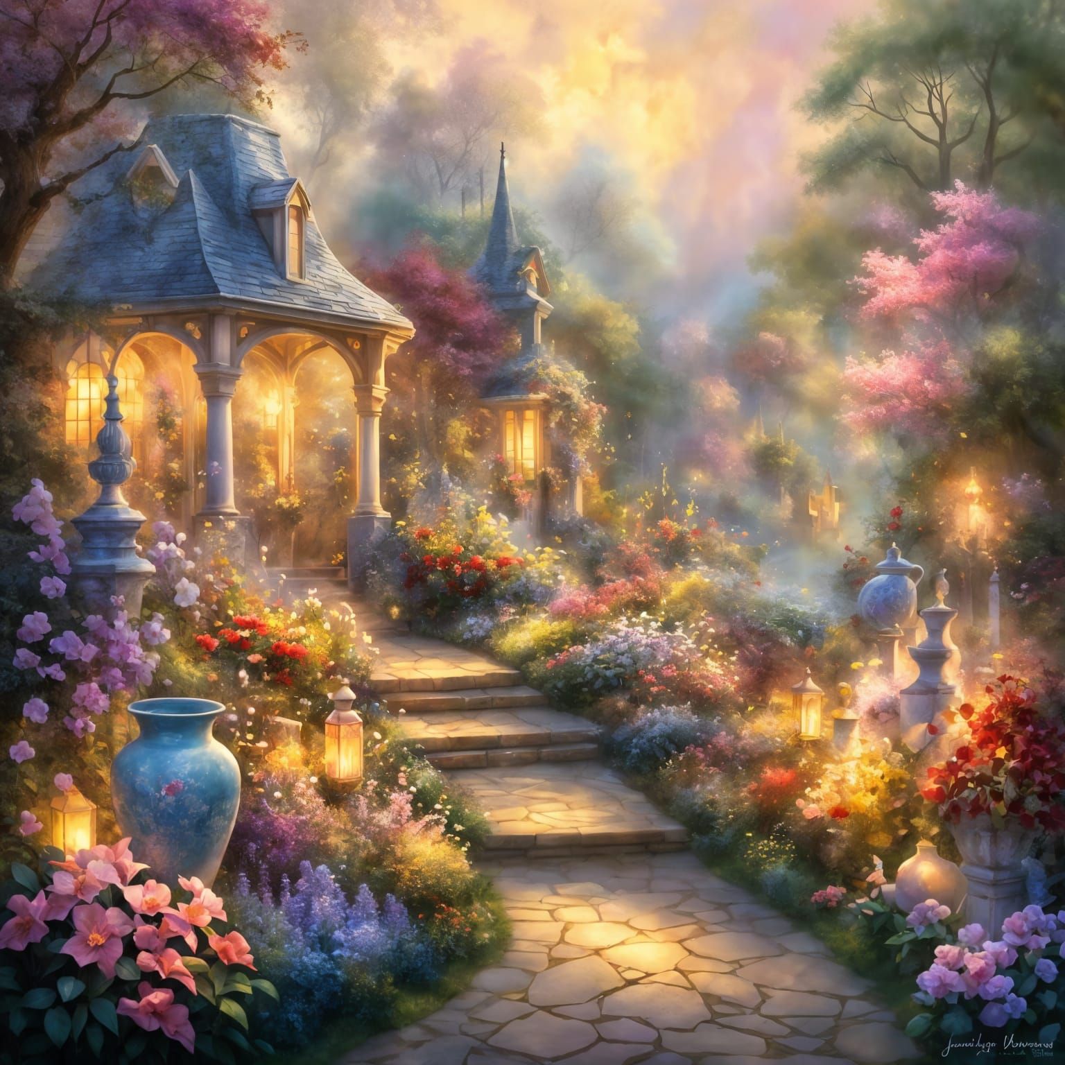 Serene Elven Garden  by @Sileas