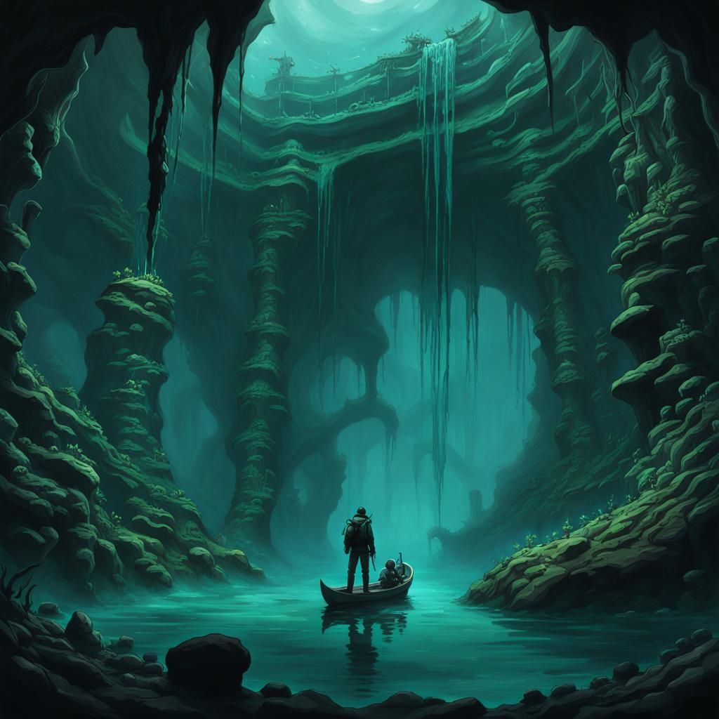 Lost In The Underground Caverns They Found A Boat And Climbed In - Ai 