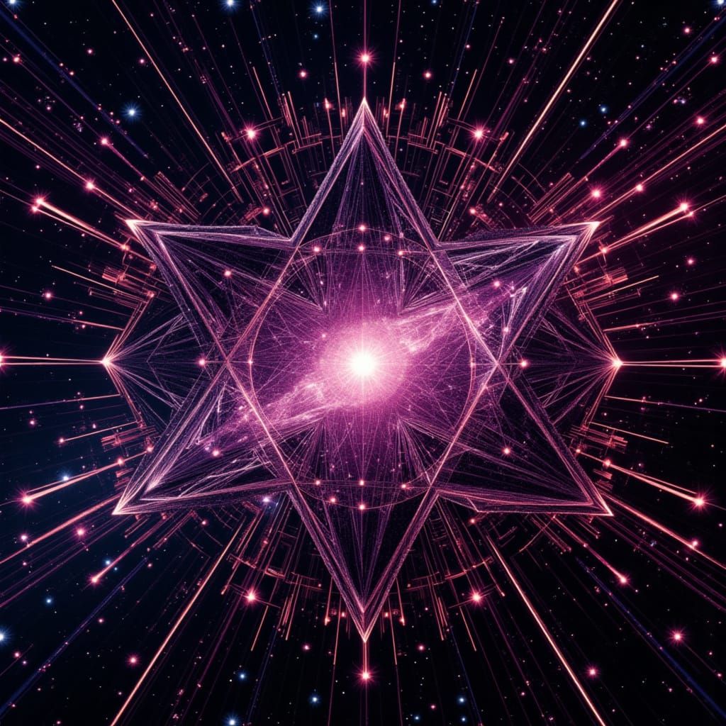 Indi-core glitch error, maximalist, constellation, abstract, dark side force, sparkles, Dionysian, shallow depth of field. aurora-core parad...