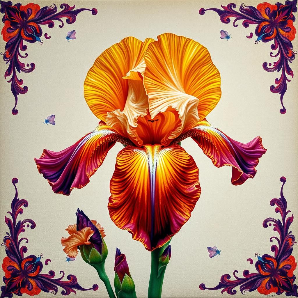 Bearded Iris. Decorative Art AI Generated Artwork NightCafe Creator