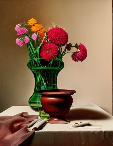 Surreal desires of the mind revealed as a still life with a ...