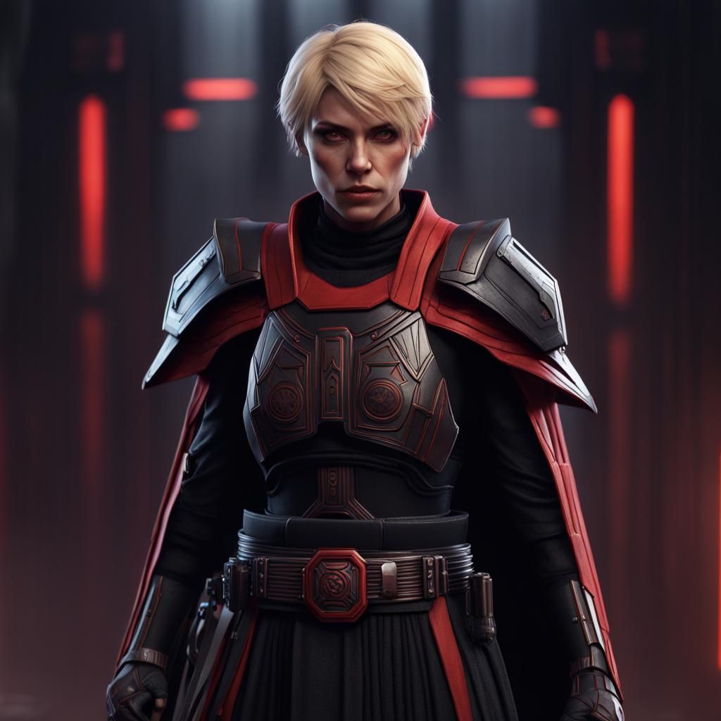Sith warrior has short hair and have blonde hair