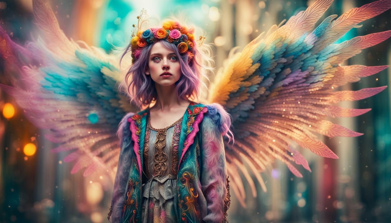 Punky Angel Portrait with Magical Aura