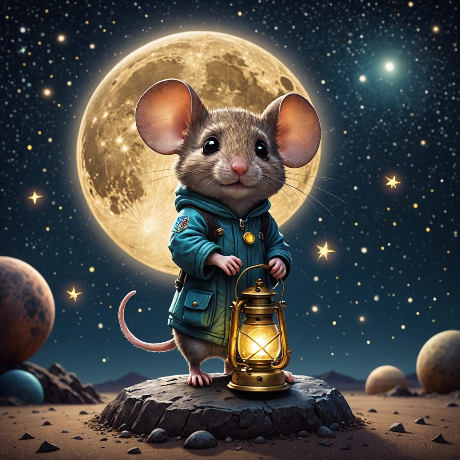 Mouse holding a glowing lantern  by @ELY M