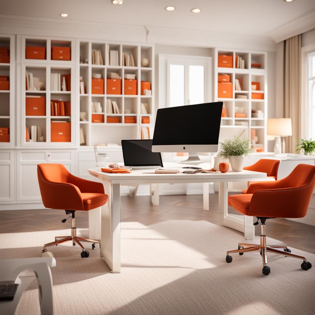 A huge comfortable personal office in transitional style wit...