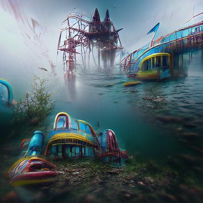 Abandoned and haunted underwater amusement park