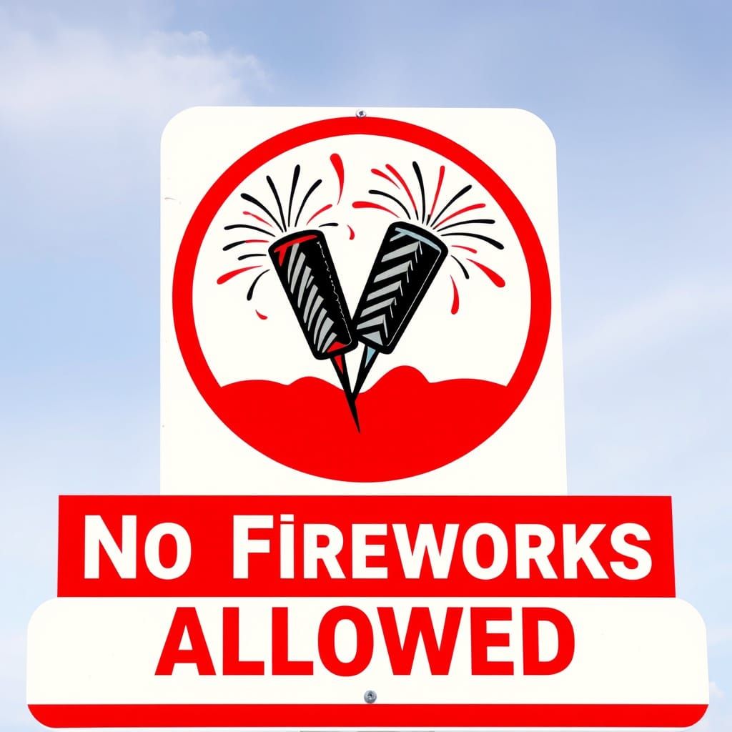 Mid-Century Modern Firecracker Warning Sign