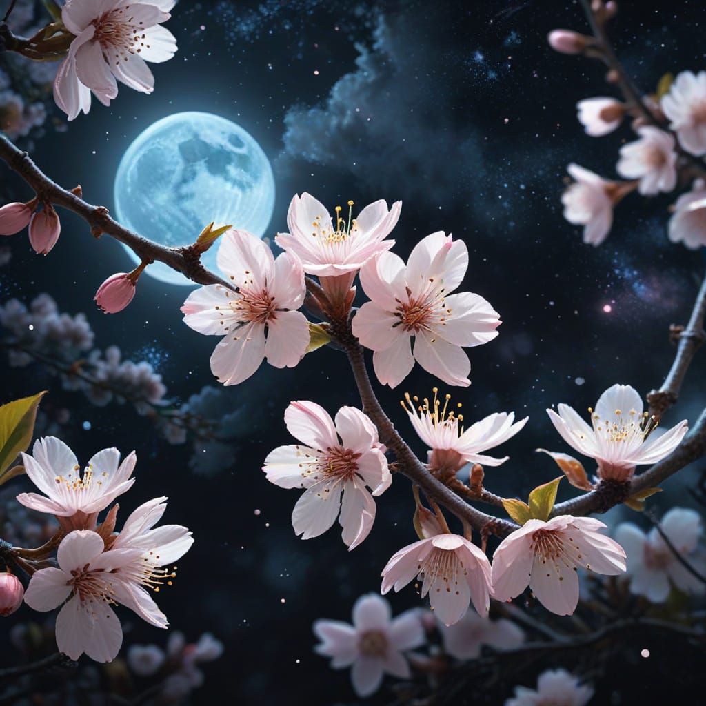 Whimsical Cherry Blossom Dreamscape in Pastel Hues