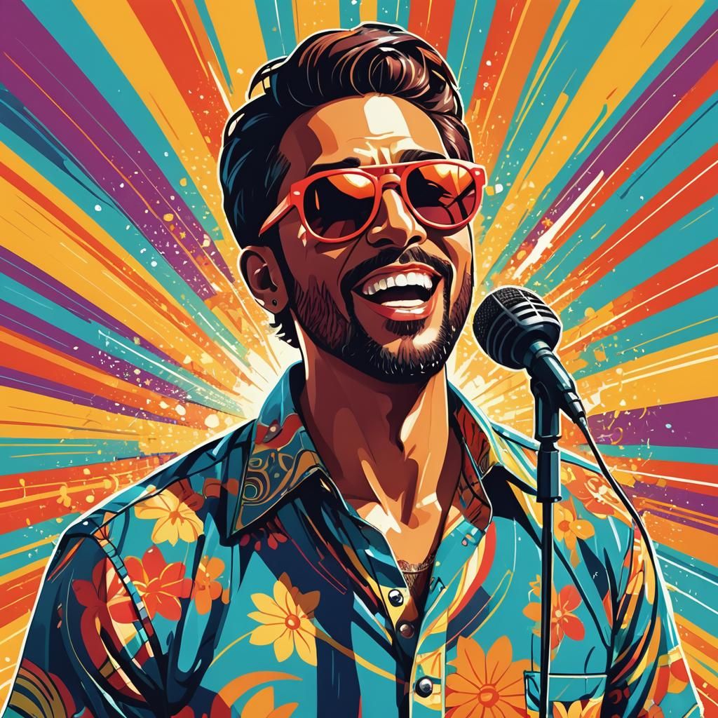 Singer in summer shirt