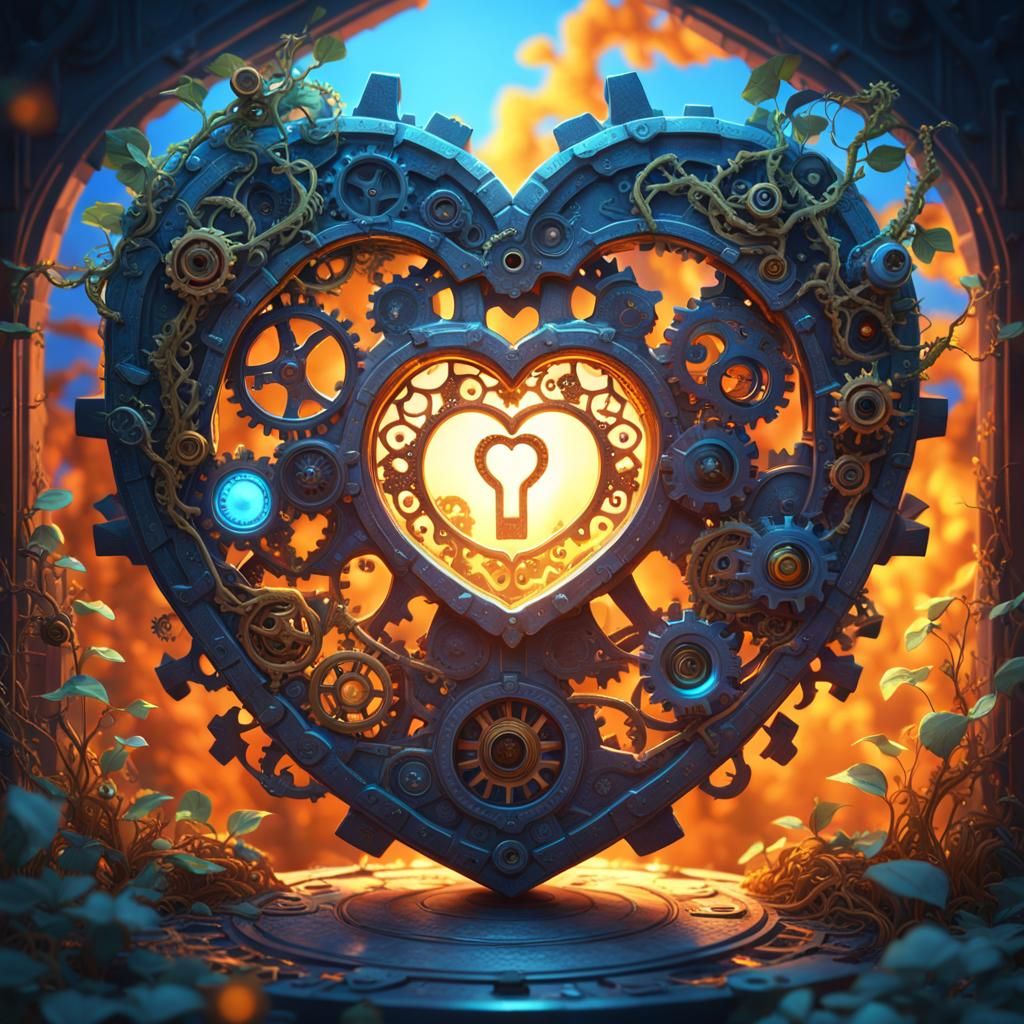 Glowing Heart Keyhole in Mystical Fantasy Art