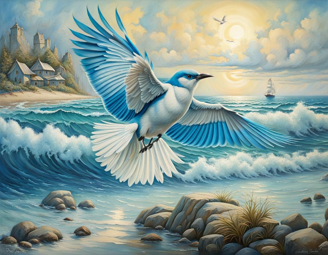 Blue and white bird  by @StephanieB