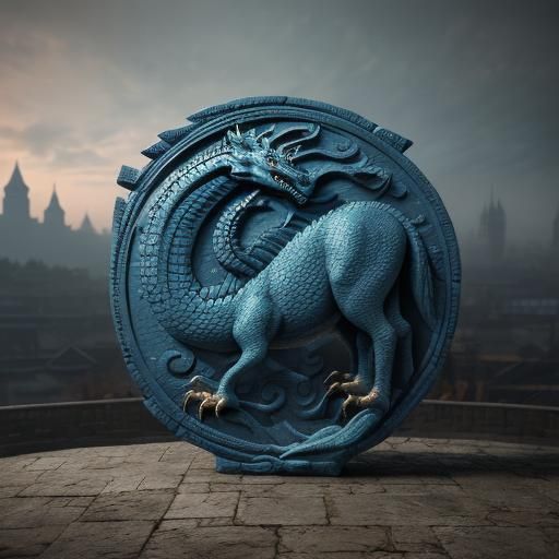 Surreal Nine Dragon Wall in Hyperrealistic Style