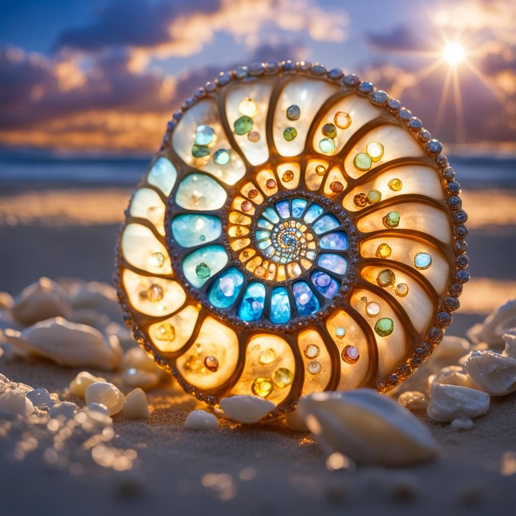 Fibonacci sequence in a bejeweled seashell  by @iPEC-trained Core Energy Coach