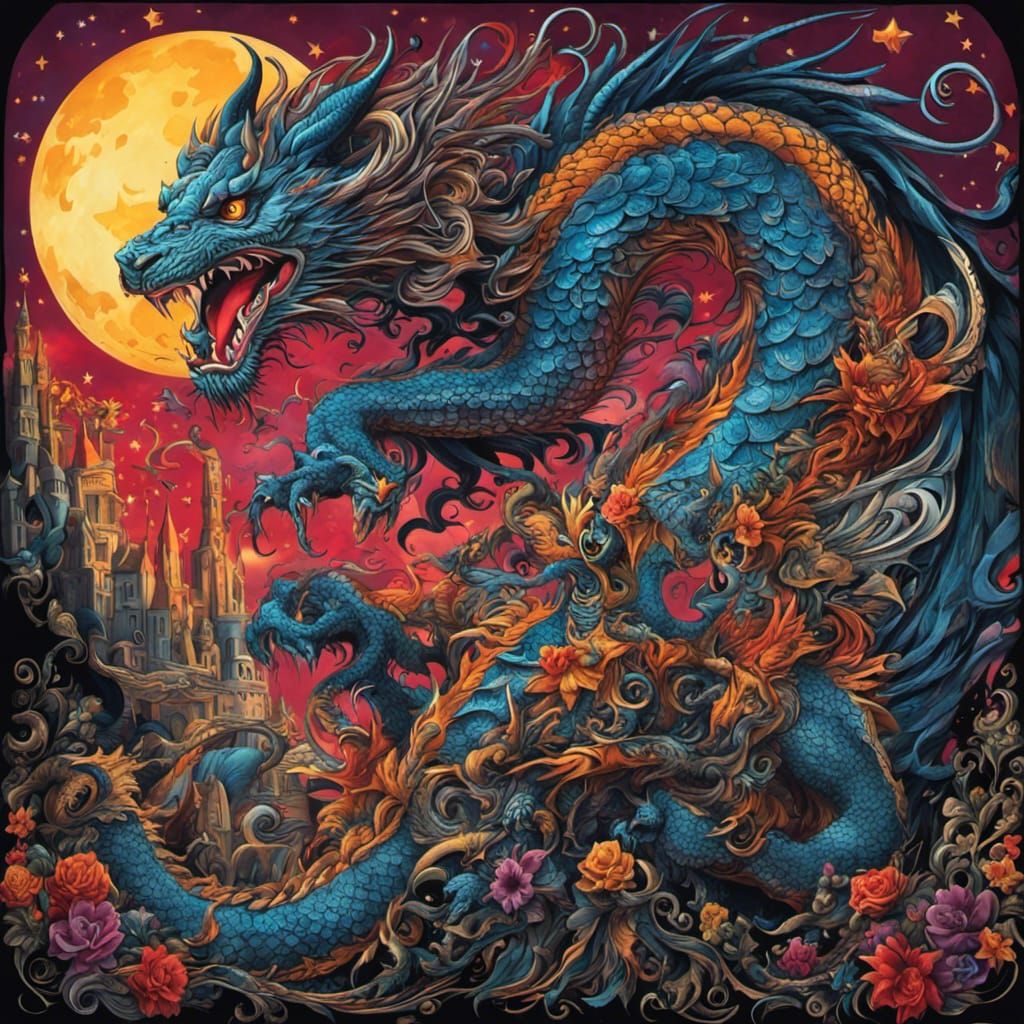 Gothic Dragon vs Tiger in Burton Style