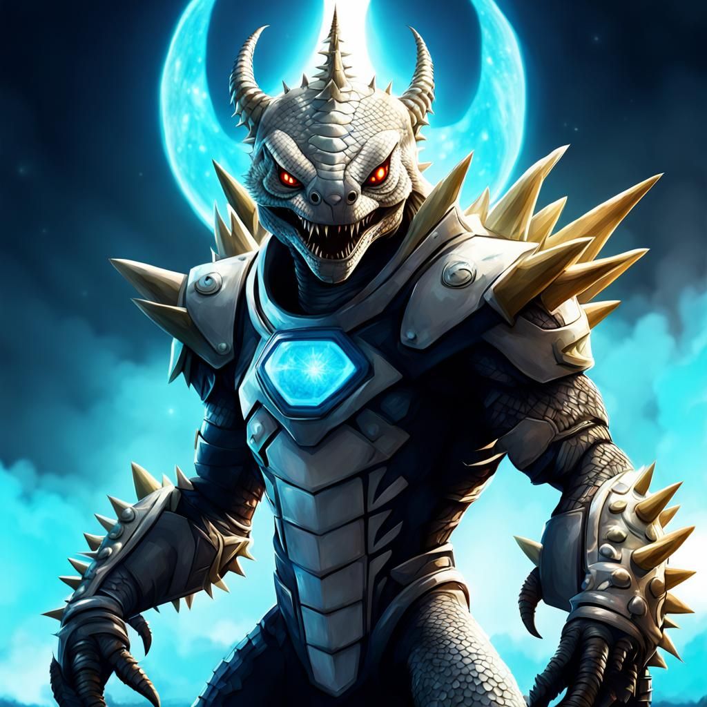 SUPER ARMORED ALIEN MONSTER FURRY MAMMAL WHITE SPIKED REPTIL...